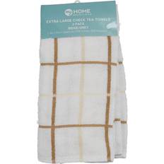 Brown Kitchen Towels Pack of 2 Extra Large Check Tea Beige/Grey Kitchen Towel Brown