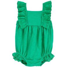 Carter's Baby Eyelet Lace Slub Jersey Romper - Green