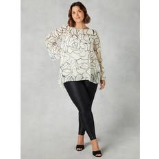 Live Unlimited Curve Floral Print Chiffon Asymmetric Top, Stone