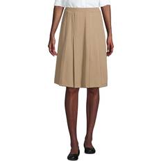 Lands' End Skirts Lands' End Uniform Ponte Pleat Skirt Khaki Womens Regular