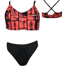 S Bikini Sets Maru Black Fluro Peach Womens Bikini Set Textile