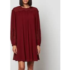 See by Chloé Georgette and Lace Mini Dress 34/UK Red