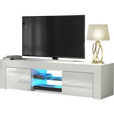 Glasses TV Benches TV Unit White TV Bench 130x35cm