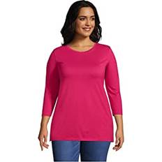 Lands' End Blouses Lands' End Petite 3/4 Sleeve Supima Cotton Crewneck Tunic Hot pink