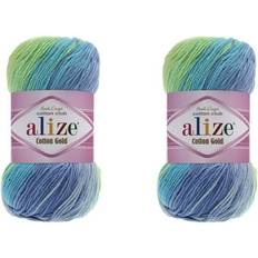 Alize Alize Cotton Gold Batik Yarn 55% Cotton 45% Acrylic Lot of 2 Skein 200gr 722yds Knitting Acrylic Cotton 2 Sport Yarn 4146