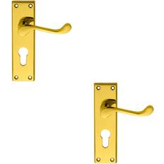 Loops Pair Victorian Scroll Lever on Euro Lock Backplate 2pcs