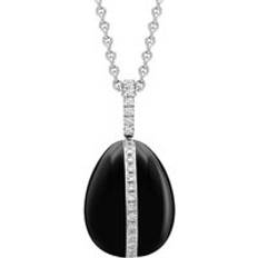 Faberge 18ct White Gold Diamond Whitby Jet Pendant Limited Edition