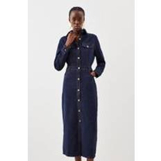 Karen Millen Denim Long Sleeve Midi Shirt Dress Indigo