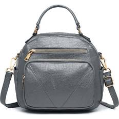 Miss Lulu Grey Bowler Style Shoulder Bag