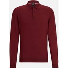 Hugo Boss Red T-shirts & Tank Tops Hugo Boss Men's Black Bono-l Long Sleeved Polo Shirt Dark Red Multi/Black