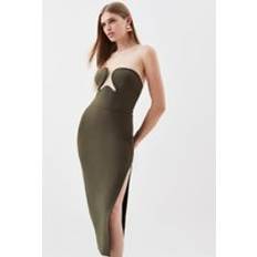 Karen Millen Bandage Corset Detail Knit Midi Dress Olive