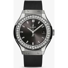 Hublot Women Wrist Watches Hublot Womens Grey 581.NX.7071.RX.1104 Classic Fusion Titanium and Diamond