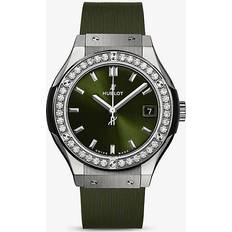 Hublot Women Wrist Watches Hublot Womens Green 581.NX.7071.RX.1104 Classic Fusion Titanium and Diamond