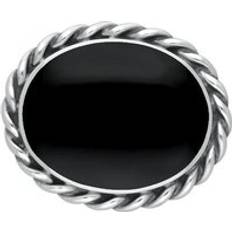 Brooches C W Sellors Sterling Silver Whitby Jet Heritage Rope Twist Edge Brooch Silver