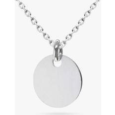 IBB Personalised Sterling Silver Disc Pendant Necklace, Silver