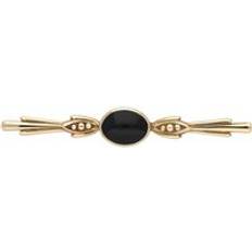 Brooches C W Sellors 9ct Gold Whitby Jet Oval Bar Brooch Gold