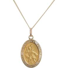 Beaverbrooks Beaverbrooks Women's Solid 9ct Gold Saint Christopher Pendant and Necklace, 45cm