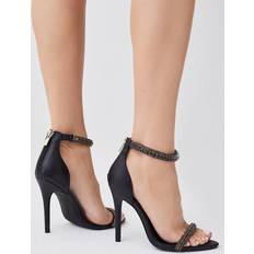 Karen Millen Double Diamante Strap Stiletto Heel Black