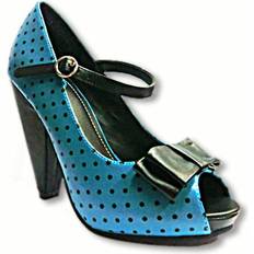 Turquoise - Women Heels & Pumps Riemchen Peeptoes Schleife -Pumps türkis-High Heels mit Pünktchen