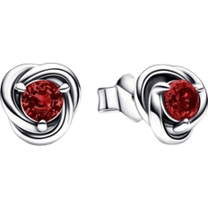 Pandora January Birthstone Eternity Circle Stud Earrings - Silver/Red