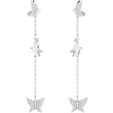Swarovski Lilia Butterfly Long Drop Earrings - Silver/Transparent