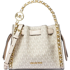 Michael Kors Mina Small Signature Logo Chain Crossbody Bag - Light Creme Multi