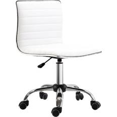 Silver/Chrome Office Chairs Homcom Vinsetto Adjustable Swivel White Office Chair 90cm