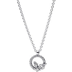Pandora Women Necklaces Pandora Sparkling Herbarium Circle & Cluster Pendant Necklace - Silver/Transparent