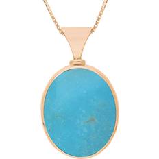 Rose Gold - Women Necklaces C. W. Sellors Double Sided Oval Necklace - Rose Gold/Turquoise