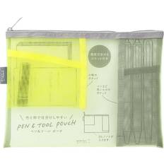 Midori Pen and Tool Pouch Mesh Yellow-Green, none