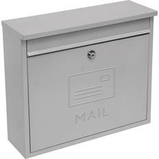 Gardenkraft Silver, Contemporary Wall-Mounted Letterboxes 2 Styles Post