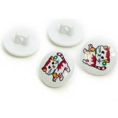 Buttons Hemline Pack of Four Buttons Clear/Red/Yellow