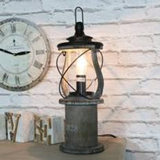 Brown Table Lamps Melody Maison Antique Wooden Miners Lantern Style Table Lamp