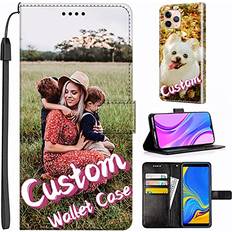 Unique-Custom-Gift Personalized Photo PU Leather Wallet Phone Case with Kickstand Flip Cover for Samsung Galaxy S9 S10 S20 S21 S22 Plus Ultra Note 9 10 20 Ultra, Customize Picture on Front and Back