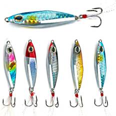 Sougayilang Sougayilang Jigs Fishing Lures Sinking Metal Spoons Micro Jigging Bait with Treble Hook for Saltwater Freshwater Fishing-A-2.56in/1.16oz-5PCS with Box