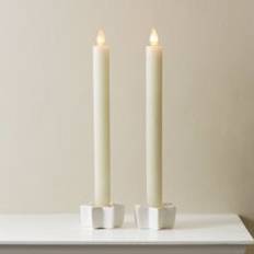 Lights4fun 2 Ivory Taper Candles Warm