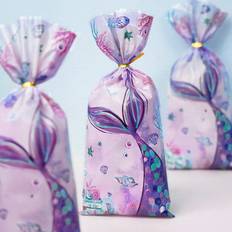 Shein 20pcs/set Purple Mermaid Pattern Favor Bags For Birthday Party, Wedding, Candy Gift Packaging