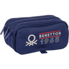 Benetton Tredubbel Carry-all Varsity Grå Marinblå 21,5 x 10 x 8 cm