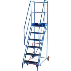 Loops 6 Tread Mobile Warehouse Stairs Anti Slip Steps 2.5m Portable Safety Ladder