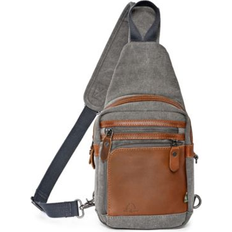 TSD Brand Torreya Canvas Sling Bag Gray