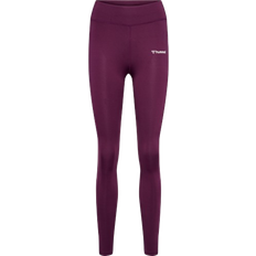 Red - Women Leggings Hummel Chipo Mid Waist Leggings - Grape Wine