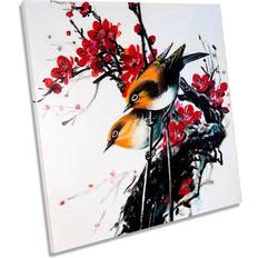 Marlow Home Co Oriental Birds Floral Multicolour Framed Art 40.6x40.6cm