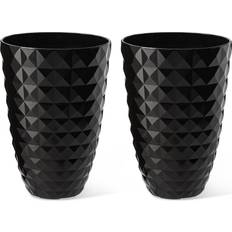 GlitzHome 19.75" H Set of 2 Eco-Friendly Diamond Textured Tall Planter