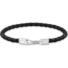 Black Bracelets Thomas Sabo Silver bracelet with braided, black leather black A2147-682-11-L19