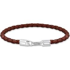 Black Bracelets Thomas Sabo Silver bracelet with braided, brown leather brown A2147-682-2-L17