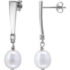 Giani Bernini Aleure Precioso Silver Freshwater Cultured Pearl & Cubic Zirconia Linear Drop Earrings, Women's, White