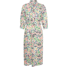 Part Two Ena Midi Dress With Stand-Up Collar And Floral Print Green
