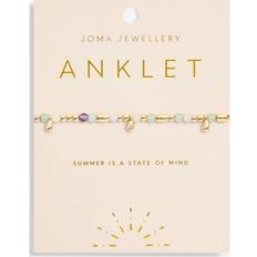 Anklets Joma Jewellery ANKLET MULTI STONE Gold Anklet 23cm stretch, Gold, Women