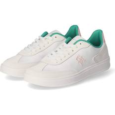 Tommy Hilfiger Heritage Suede Court Trainers WHITE/OLYMPIC GREEN