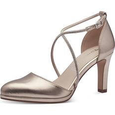 Cotton/Textile Heels & Pumps Tamaris Granada Heels With Strap Gold